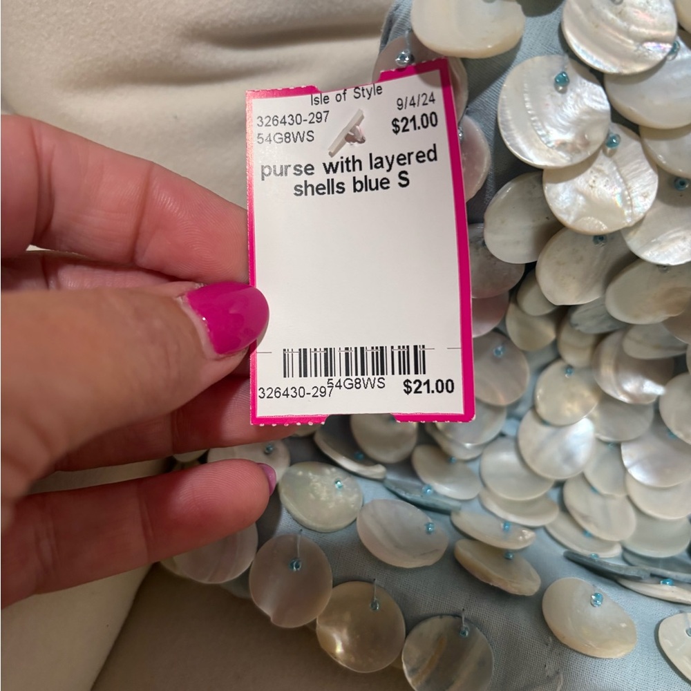 Unique Satchel purse light blue sea shells NWT - Picture 3 of 5